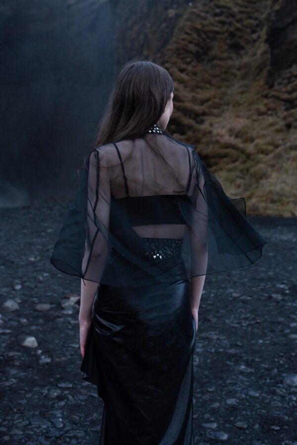 Mirror Embroidered Bralette and Cape Set - Image 4