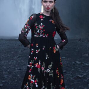 Multi Floral Embroidered Gown