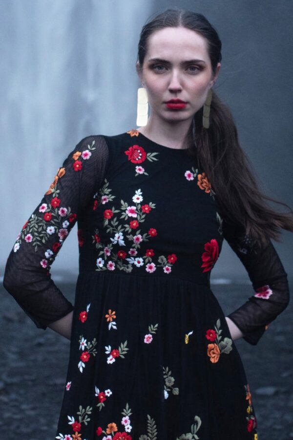 Multi Floral Embroidered Gown - Image 7