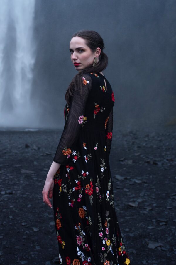 Multi Floral Embroidered Gown - Image 5