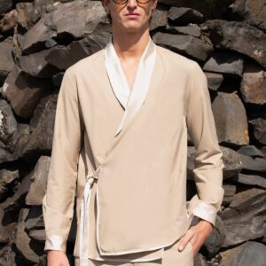 Beige Side Tie Jacket