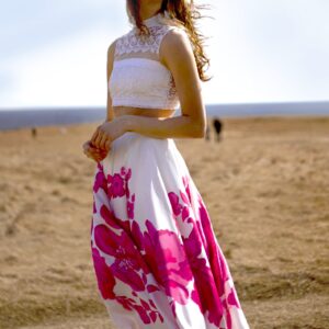 Lace Crop Top and Floral Maxi Skirt Set