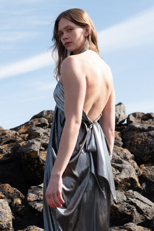 Metallic Block Halter Gown - Image 7