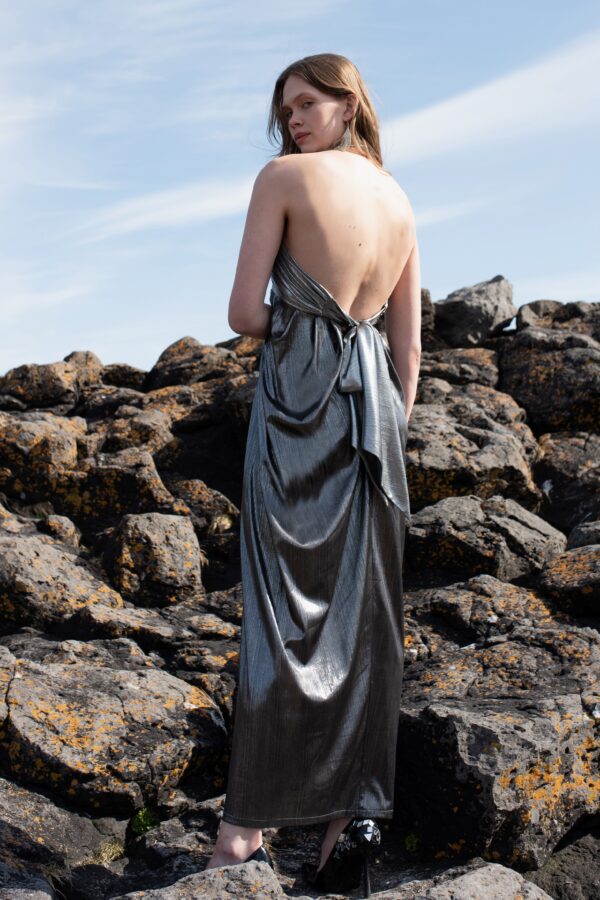 Metallic Block Halter Gown - Image 3