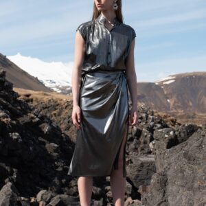 Metallic Wrap Skirt