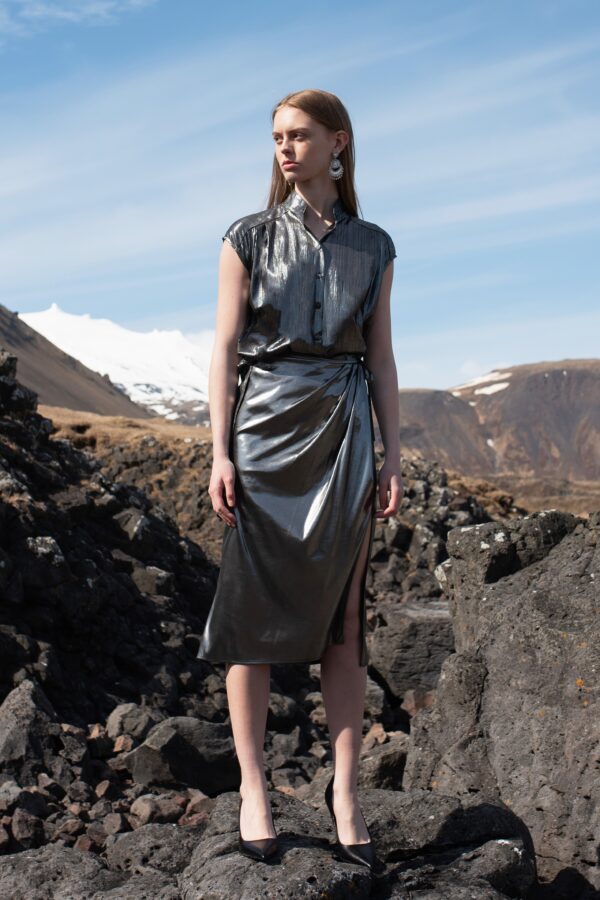 Metallic Wrap Skirt