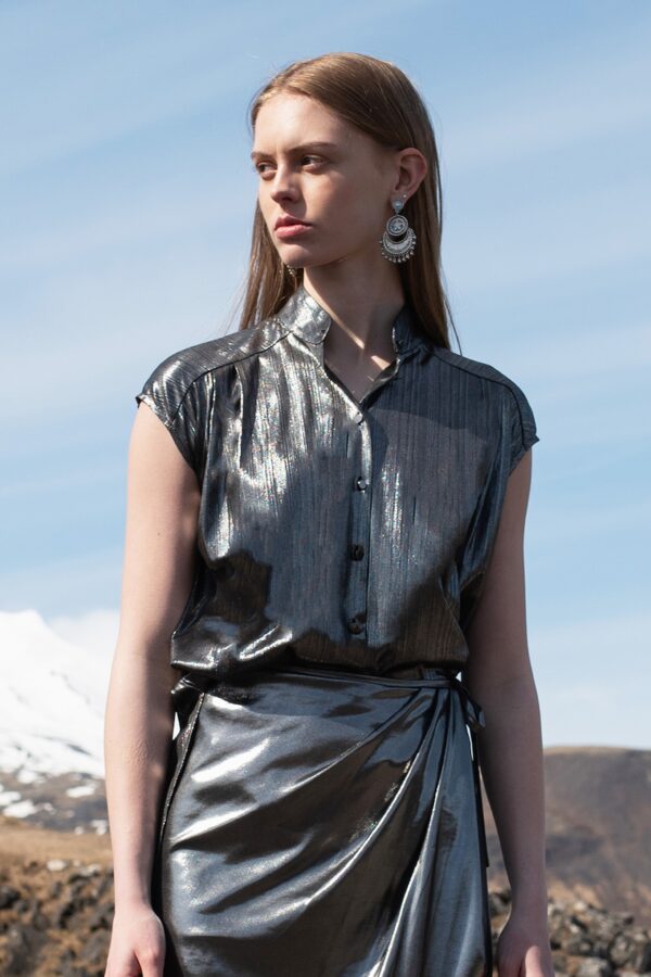 Metallic Wrap Skirt - Image 5