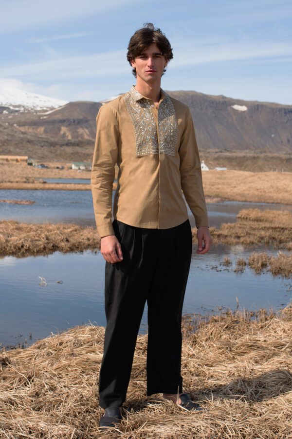 Metallic Embroidered Bib Shirt - Image 6