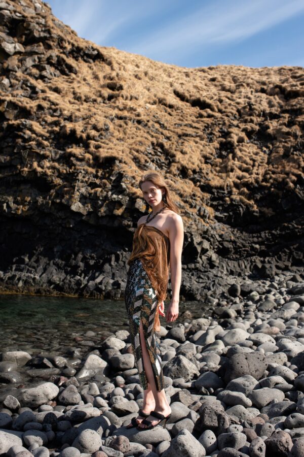 Drape & Chain Lamé Top - Image 5