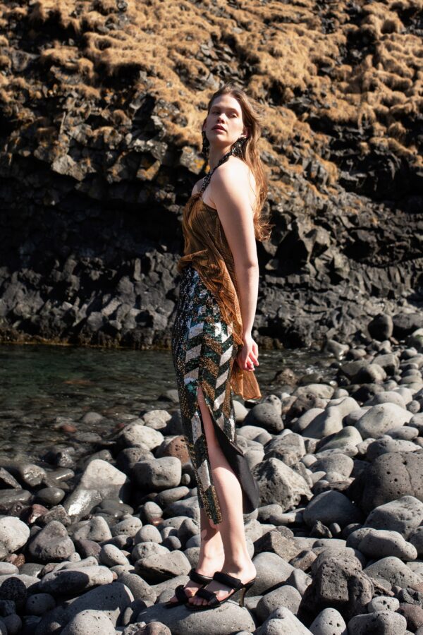Drape & Chain Lamé Top - Image 6