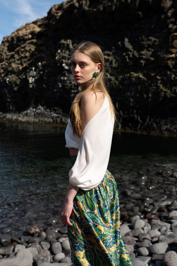 Ivory Draped Sleeve Top - Image 5