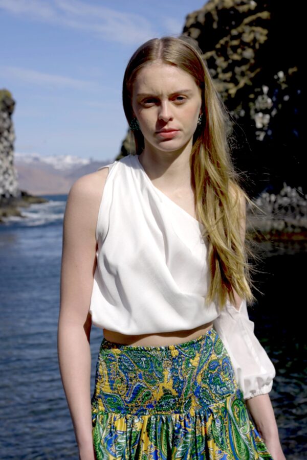 Ivory Draped Sleeve Top - Image 4