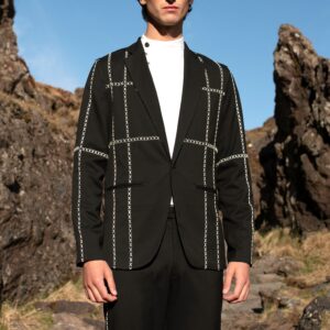 Contrast Cross Stitch Jacket
