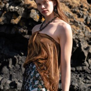 Drape & Chain Lamé Top