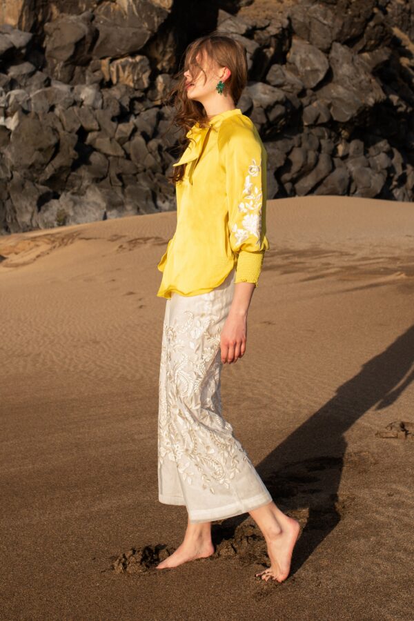Embroidered Ivory Culotte - Image 7