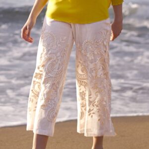 Embroidered Ivory Culotte
