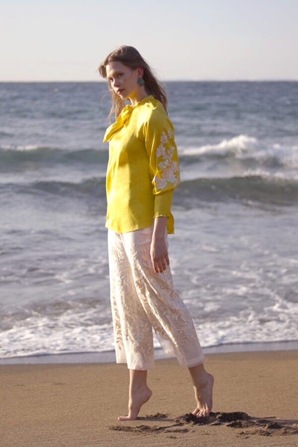 Embroidered Yellow Peasant Top - Image 7