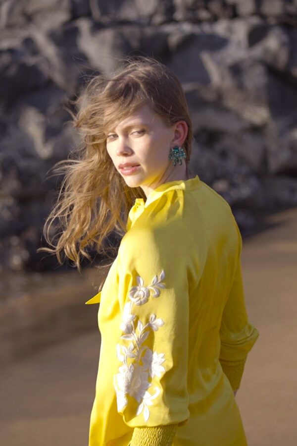 Embroidered Yellow Peasant Top - Image 10