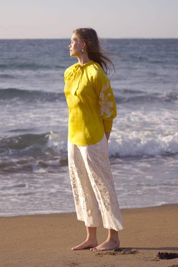Embroidered Yellow Peasant Top - Image 6