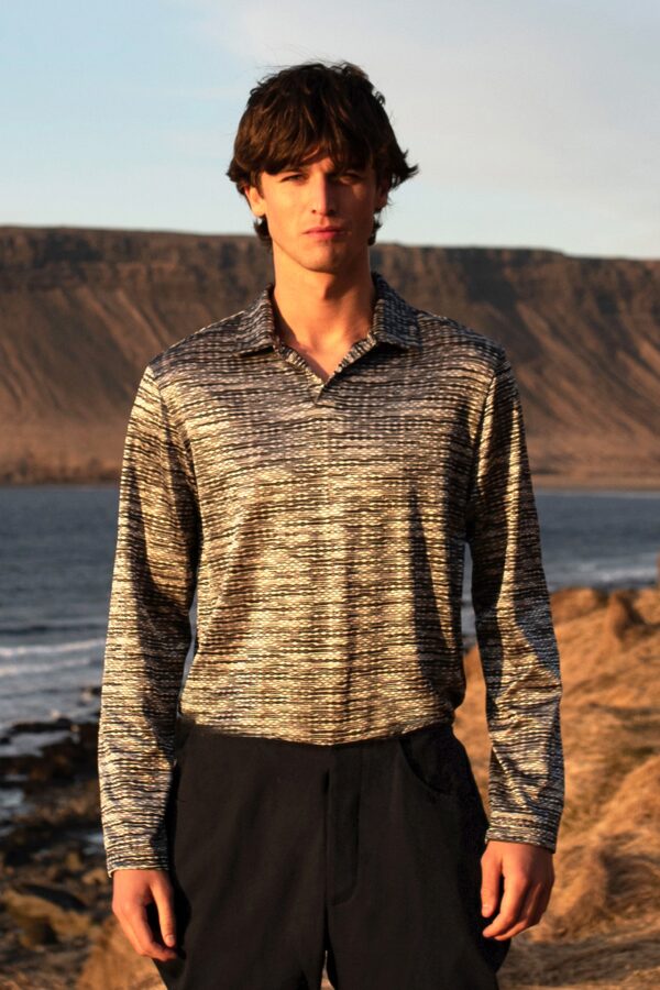 Twisted Knit Full Sleeve Polo