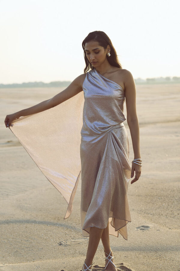 Shimmer Draped Scarf Top - Image 5