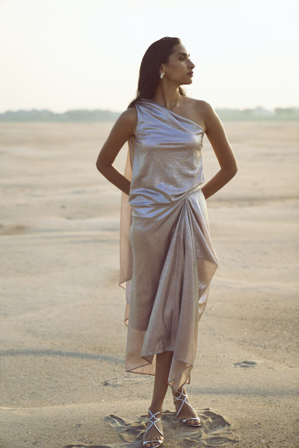 Shimmer Draped Scarf Top - Image 4