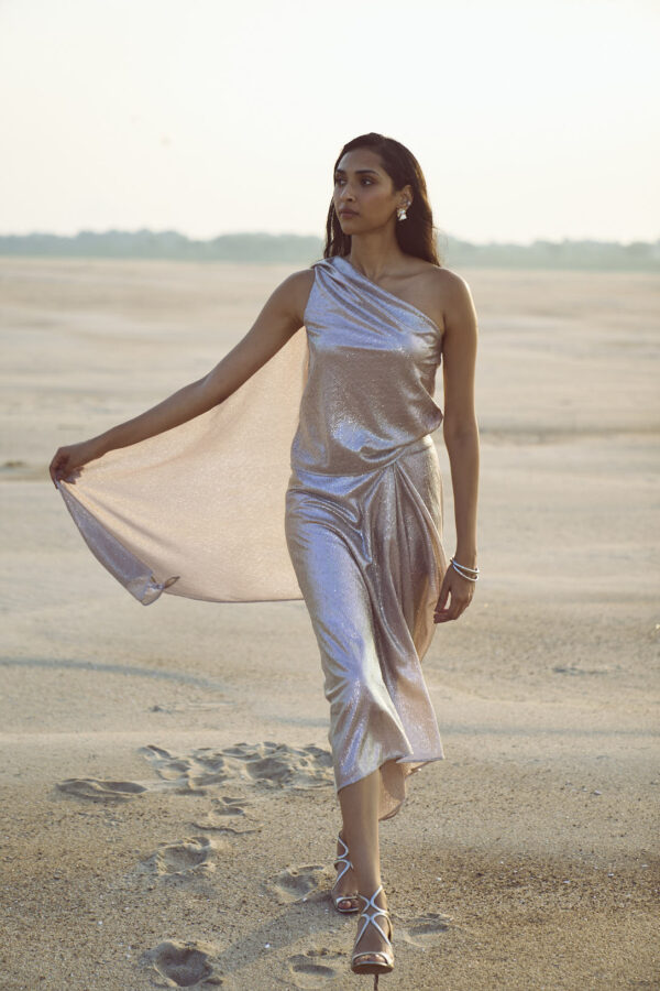 Shimmer Draped Scarf Top - Image 6