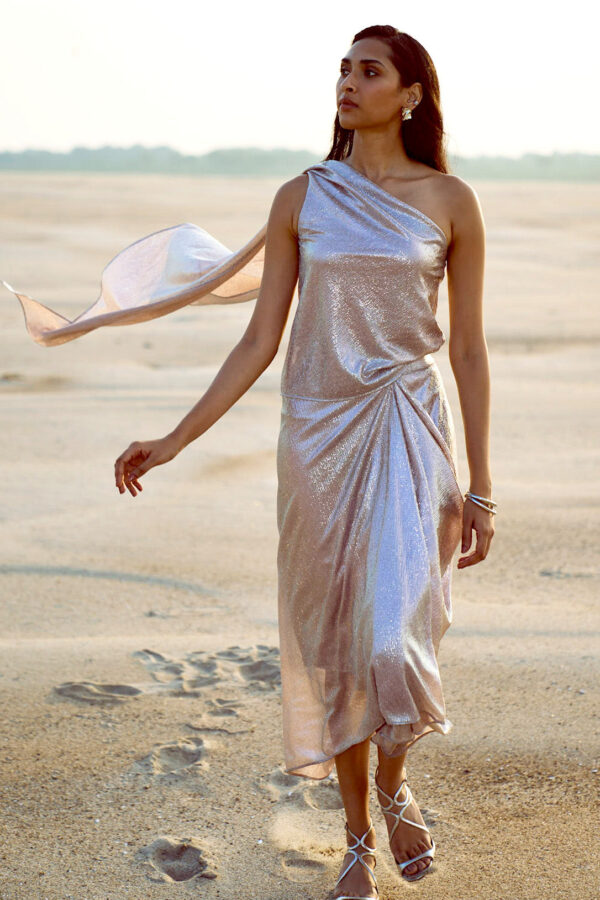 Shimmer Draped Scarf Top