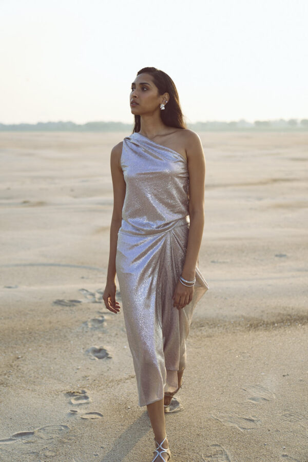 Shimmer Draped Scarf Top - Image 8