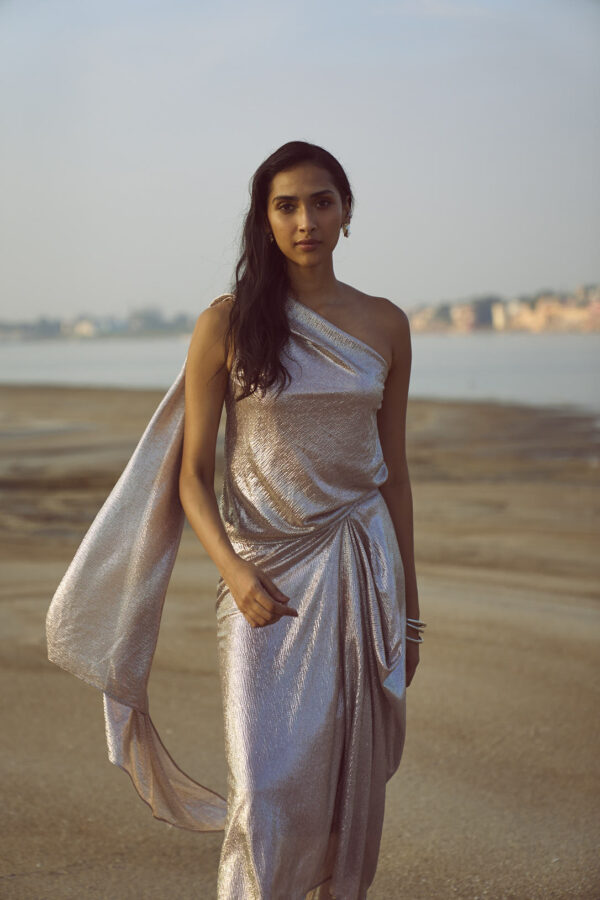 Shimmer Draped Scarf Top - Image 11