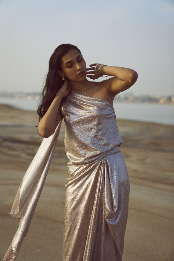 Shimmer Draped Scarf Top - Image 10