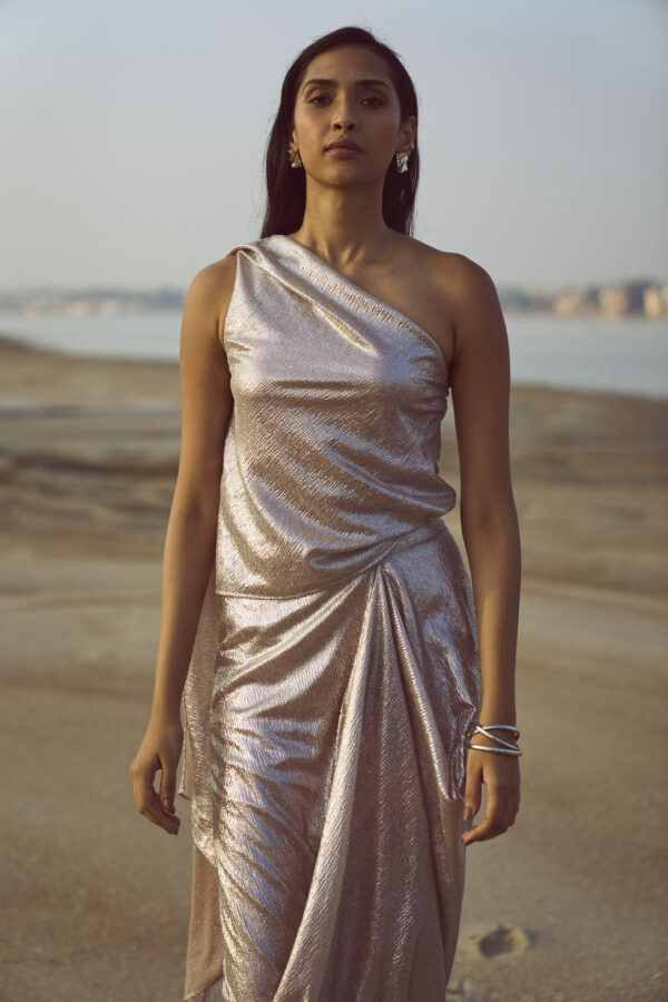 Shimmer Draped Scarf Top - Image 14