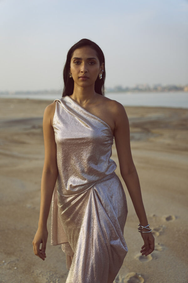 Shimmer Draped Scarf Top - Image 12