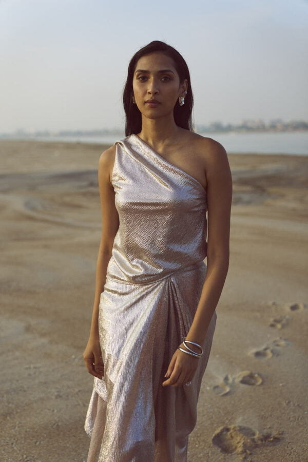 Shimmer Draped Scarf Top - Image 13