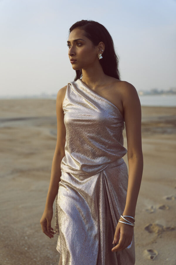Shimmer Draped Scarf Top - Image 17