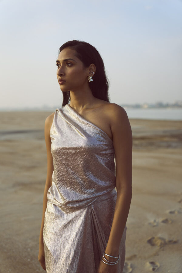 Shimmer Draped Scarf Top - Image 16