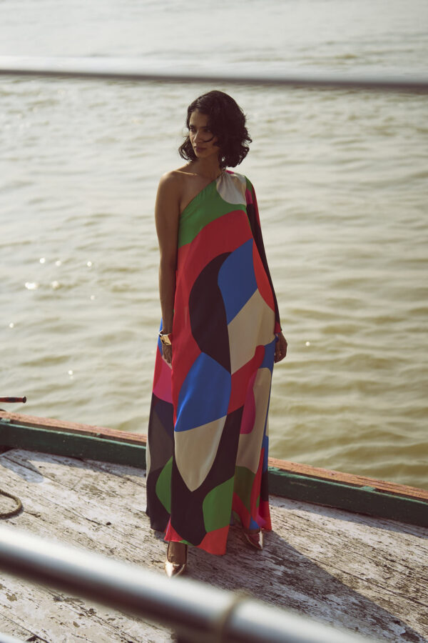 Abstract Single Sleeve Gown - Image 5