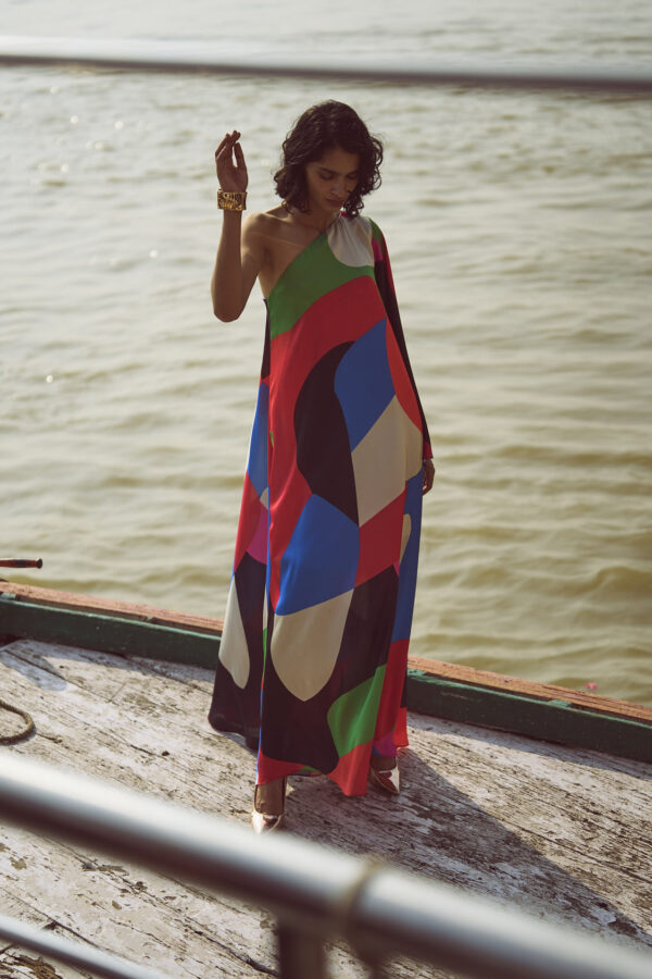 Abstract Single Sleeve Gown - Image 8