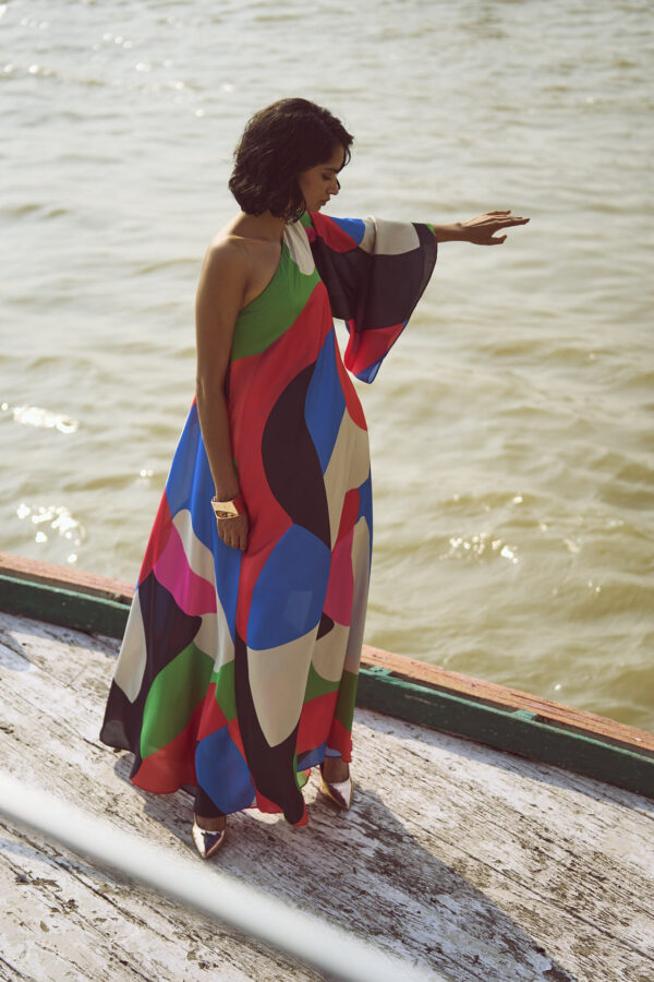 Abstract Single Sleeve Gown - Image 9