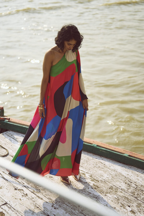 Abstract Single Sleeve Gown - Image 6