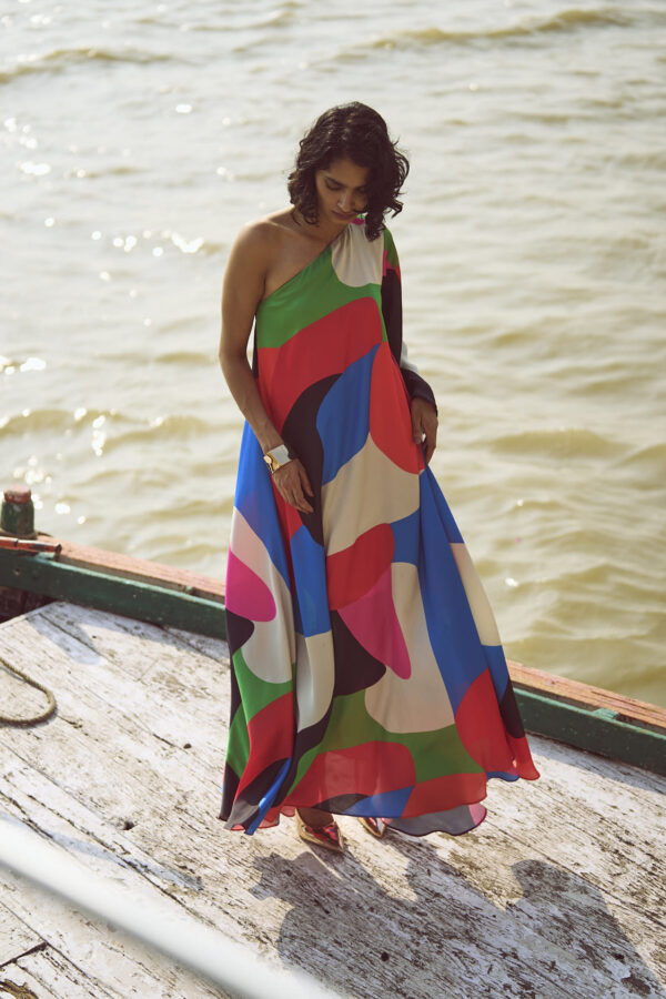 Abstract Single Sleeve Gown - Image 7