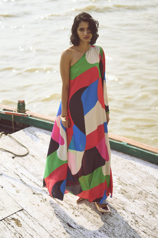 Abstract Single Sleeve Gown - Image 4