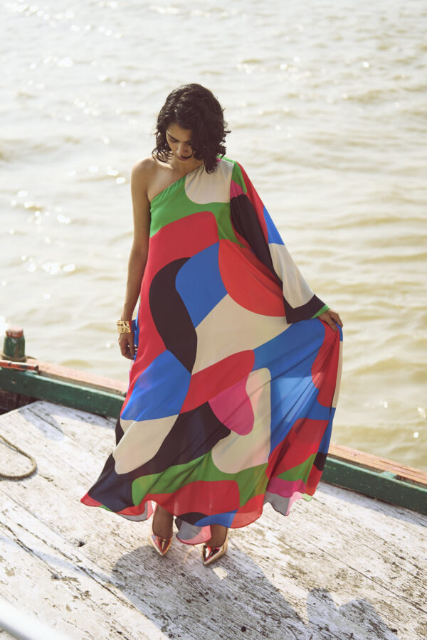 Abstract Single Sleeve Gown - Image 11