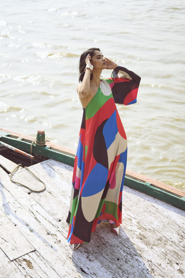 Abstract Single Sleeve Gown - Image 12