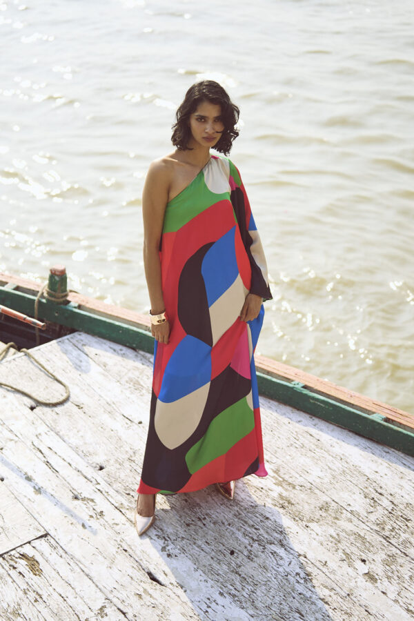Abstract Single Sleeve Gown - Image 13