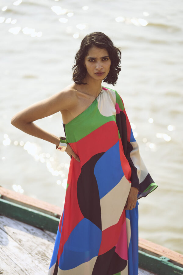 Abstract Single Sleeve Gown - Image 14