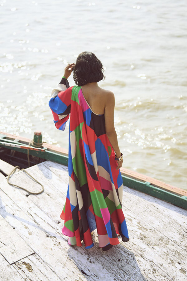 Abstract Single Sleeve Gown - Image 17