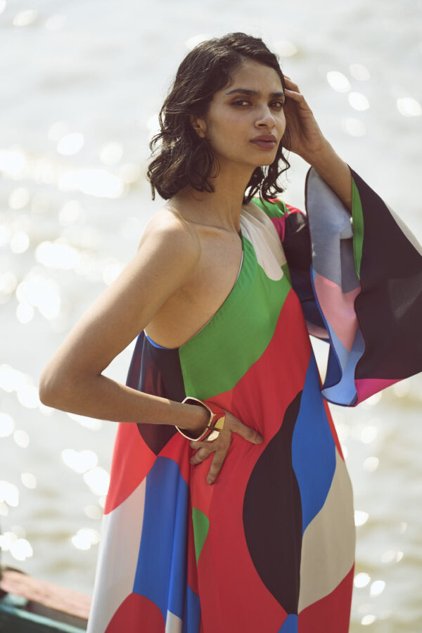 Abstract Single Sleeve Gown - Image 16
