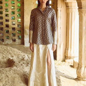 Brocade Shirt and Maxi Skirt Set