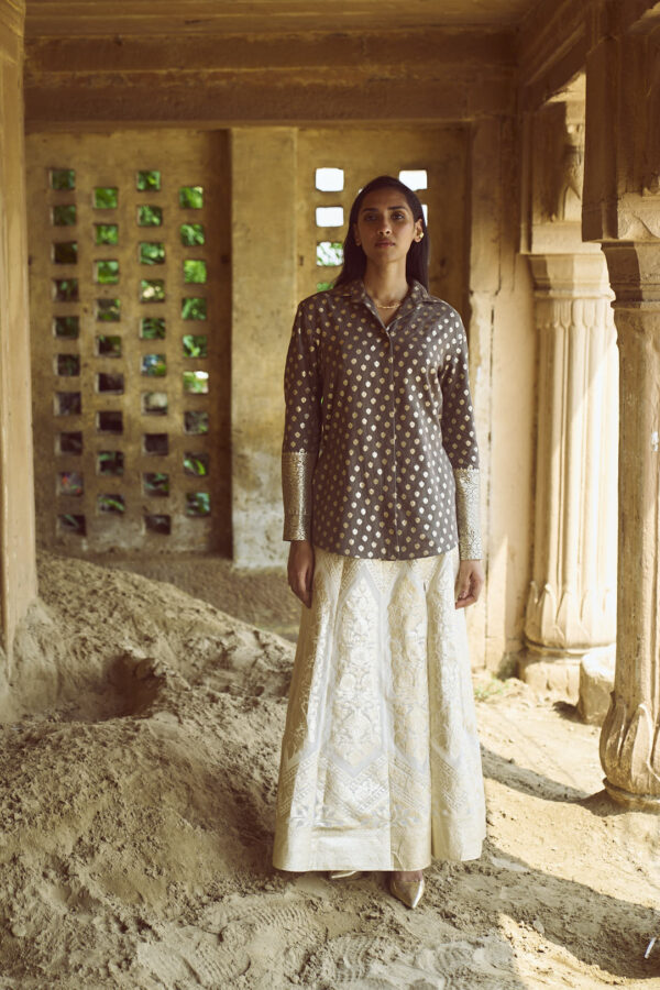 Brocade Shirt, Bralette and Maxi-Skirt Set - Image 20